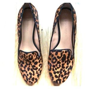 Leopard block heel smoking slipper